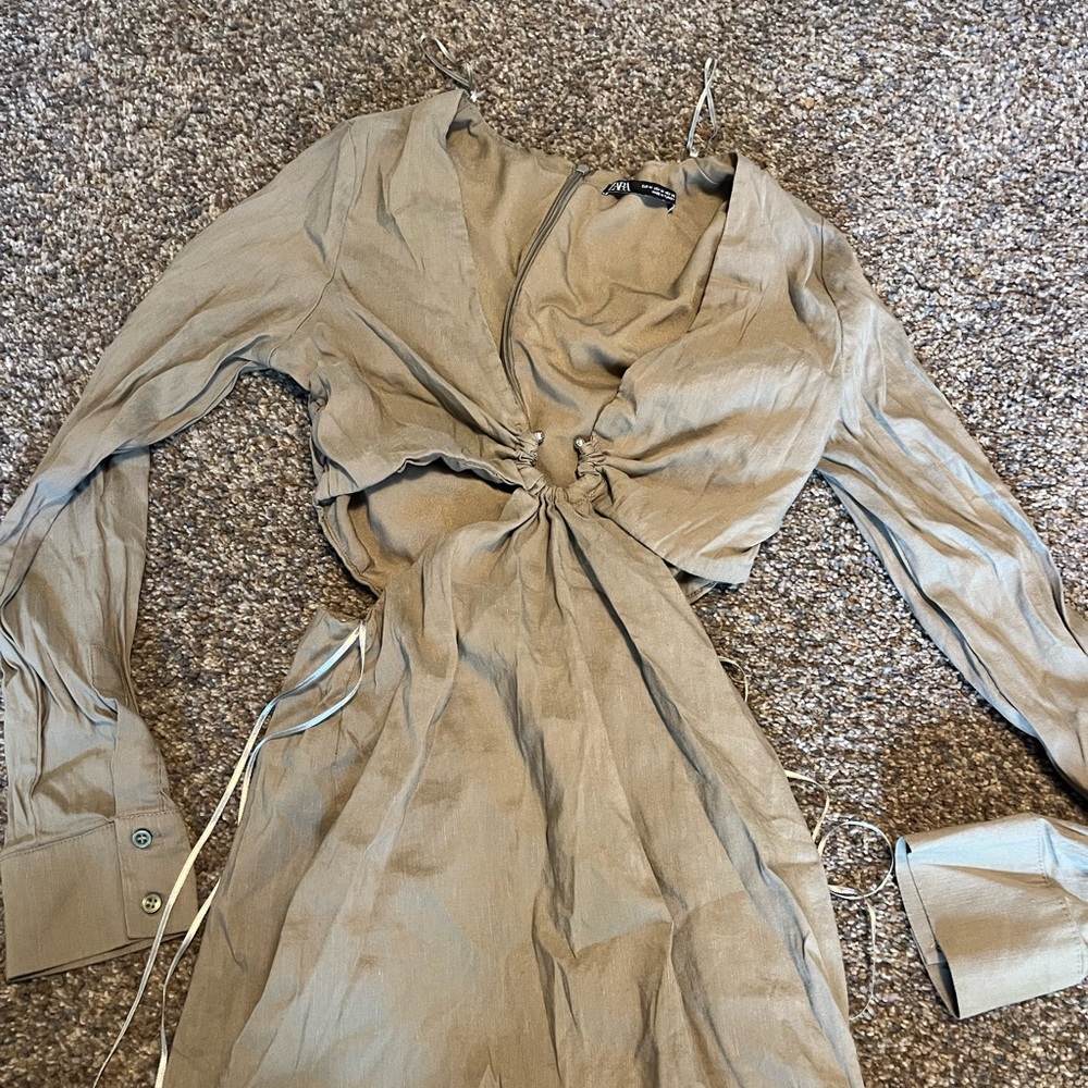 Zara Long Sleeve Tan Dress